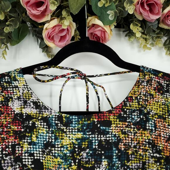 Love Sadie Abstract Houndstooth Print Long Sleeve Fit and Flare Dress Small NWT - Picture 5 of 13